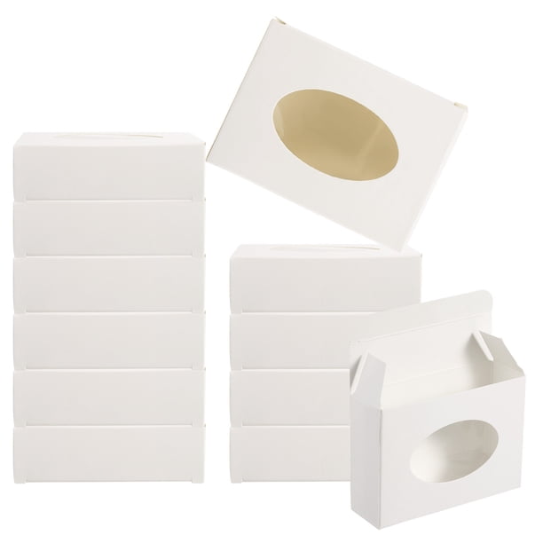 Uxcell Caja de Jabón de Papel de 4"x3"x1" con Ventana Cajas de Jabón Hechas a Mano Cajas de Embalaje para Regalos Ovaladas, Blanco Paquete de 30