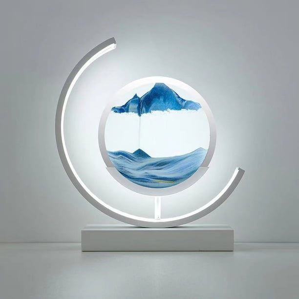Quicksand Painting Table Lamp, 3D Deep Sea Sandscape In Motion Display Flowing Sand Frame, LED Hourglass Lamp, Relaxing Desktop Home Office Work