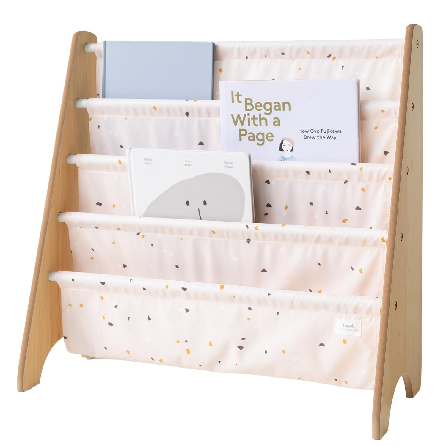 Estantería Para Niños Con 3 Sprouts, Tela Reciclada, 4 Niveles, Color Rosa