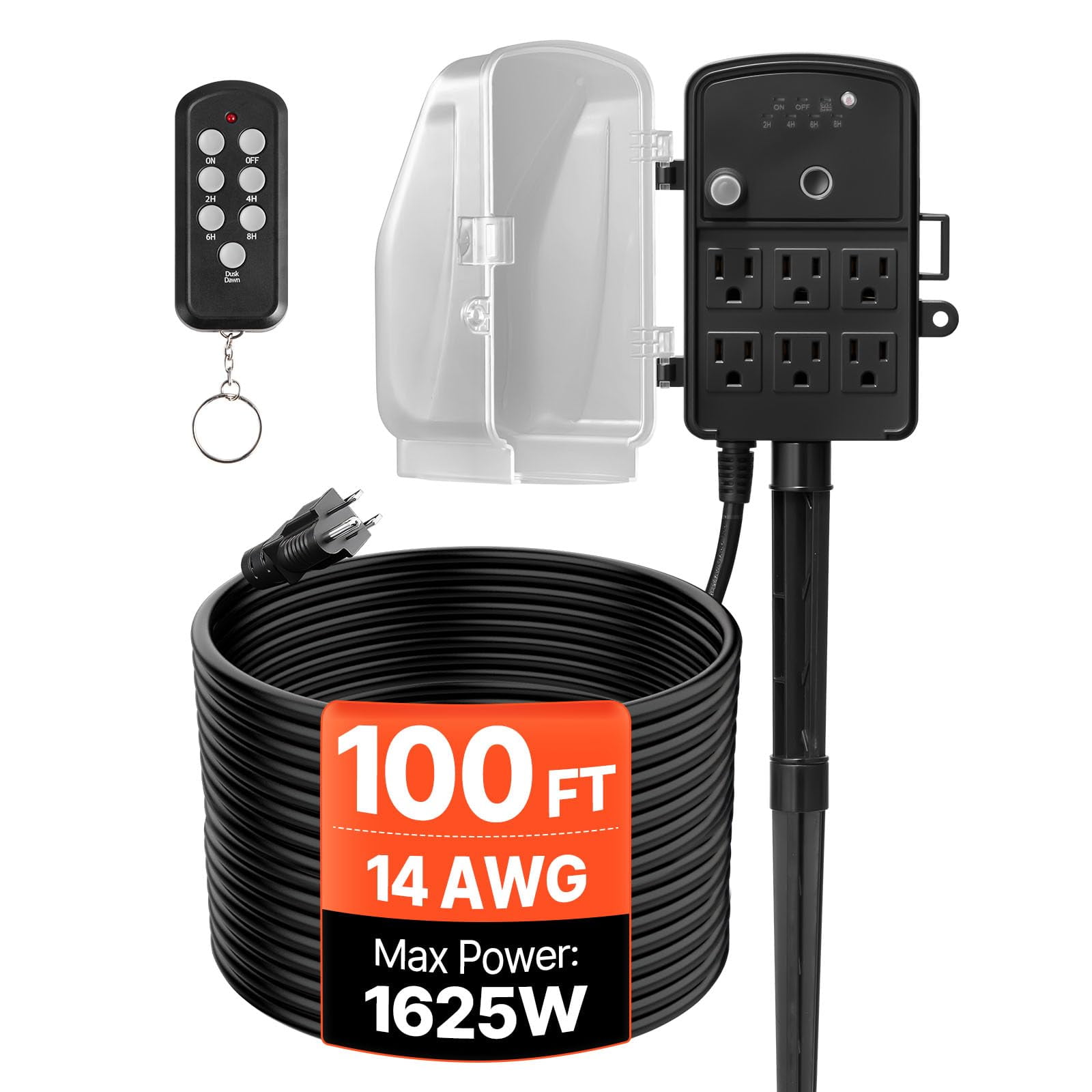 Temporizador Para Estaca De Energía Exterior Vevor Con Cable De 30 M Y 6 Tomas