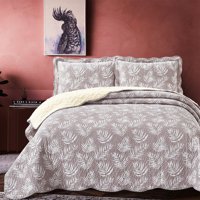 Mallorca - Quilt Sherpa King Helechos Crudo Estampado