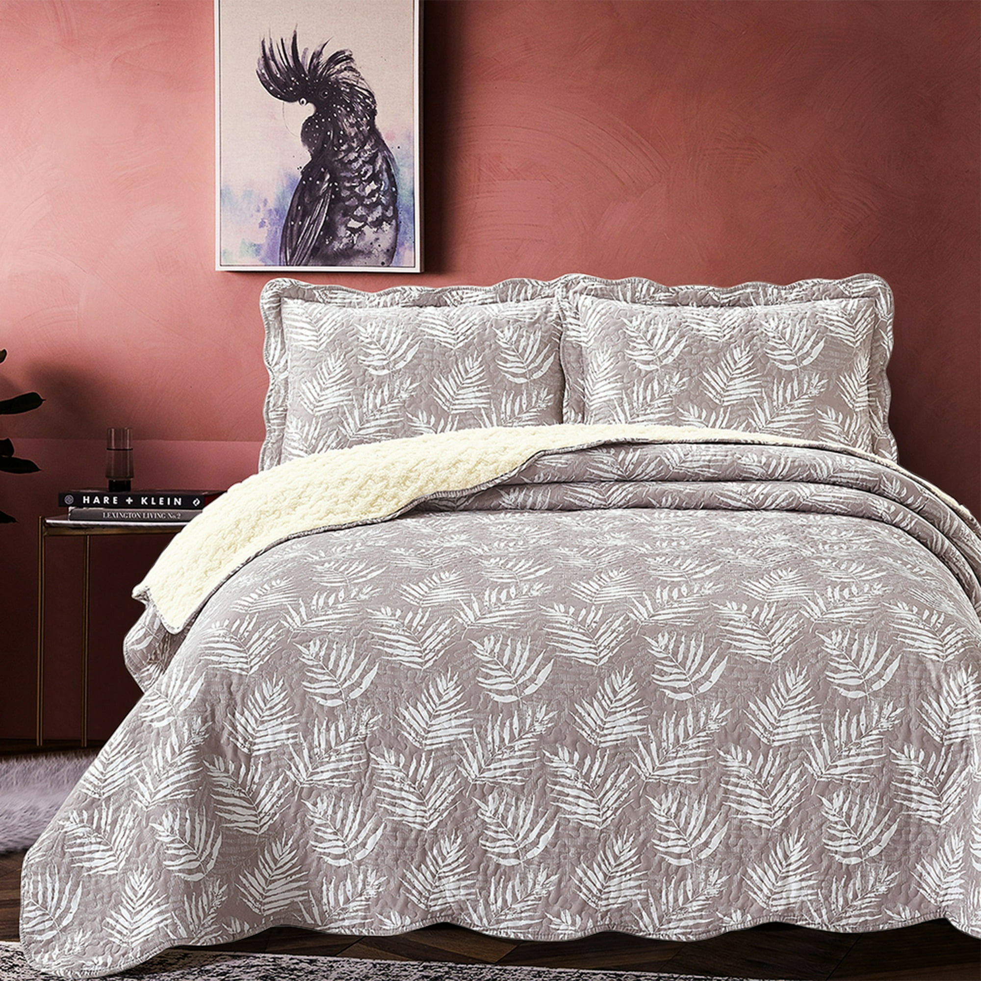 Mallorca - Quilt Sherpa King Helechos Crudo Estampado