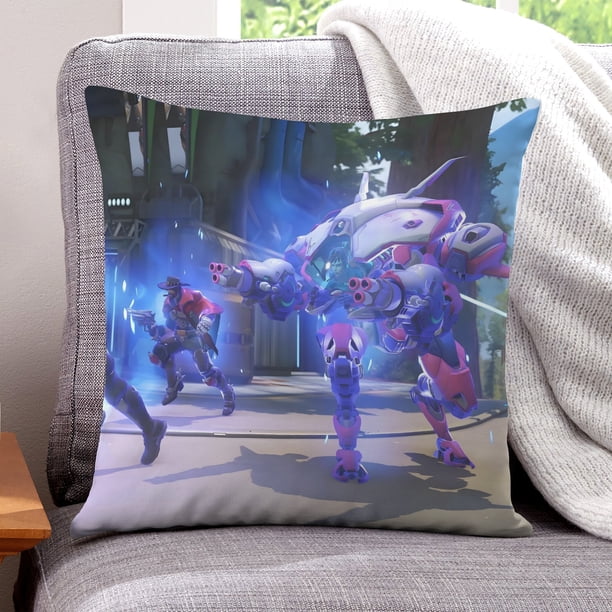 Overwatch Fundas de almohada de terciopelo con tema, regalos de funda de almohada, decoración para el hogar, cojín de lanzar, regalo de cumpleaños para fans y parejas. 45cm x 45cm.