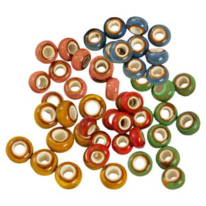 Bothyi - 50 Cuentas Espaciadoras De Cerámica Multicolor Con Agujero Grande Para Anillos De Bricolaje, Fabricación De Joyas
