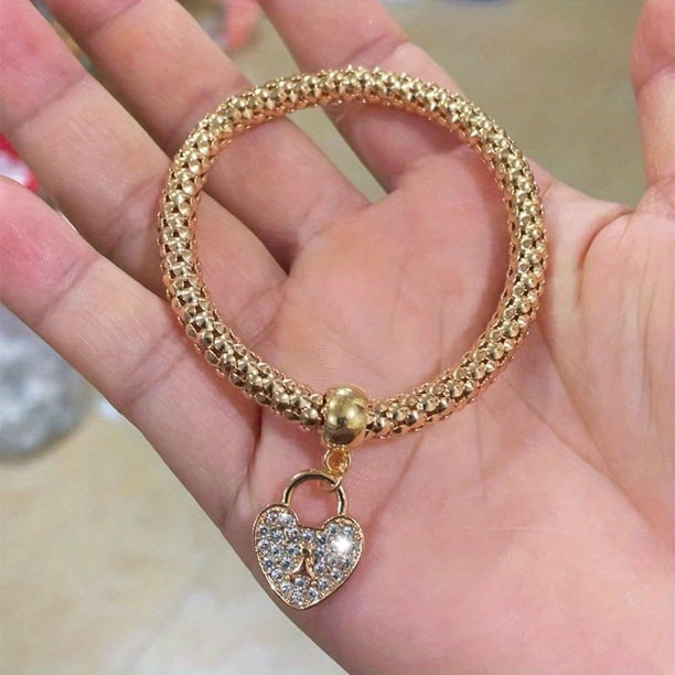 Fashion Jewelry Rhinestone Heart Three Combination Tricolor Bracelet Valentine's Day Gift