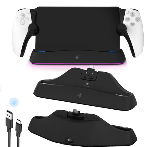 Genérico - Compatible Con La Base De Carga Playstation Portal Con Indicador Led, Botón De Control Táctil, Accesorios De Estación De Carga-Negro