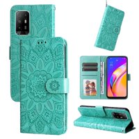 Funda Tipo Cartera Foxdock Para Oppo A95 5G , Diseño Girasol En Relieve, Cuero Pu, Cierre Magnético, Soporte Y Tarjetero