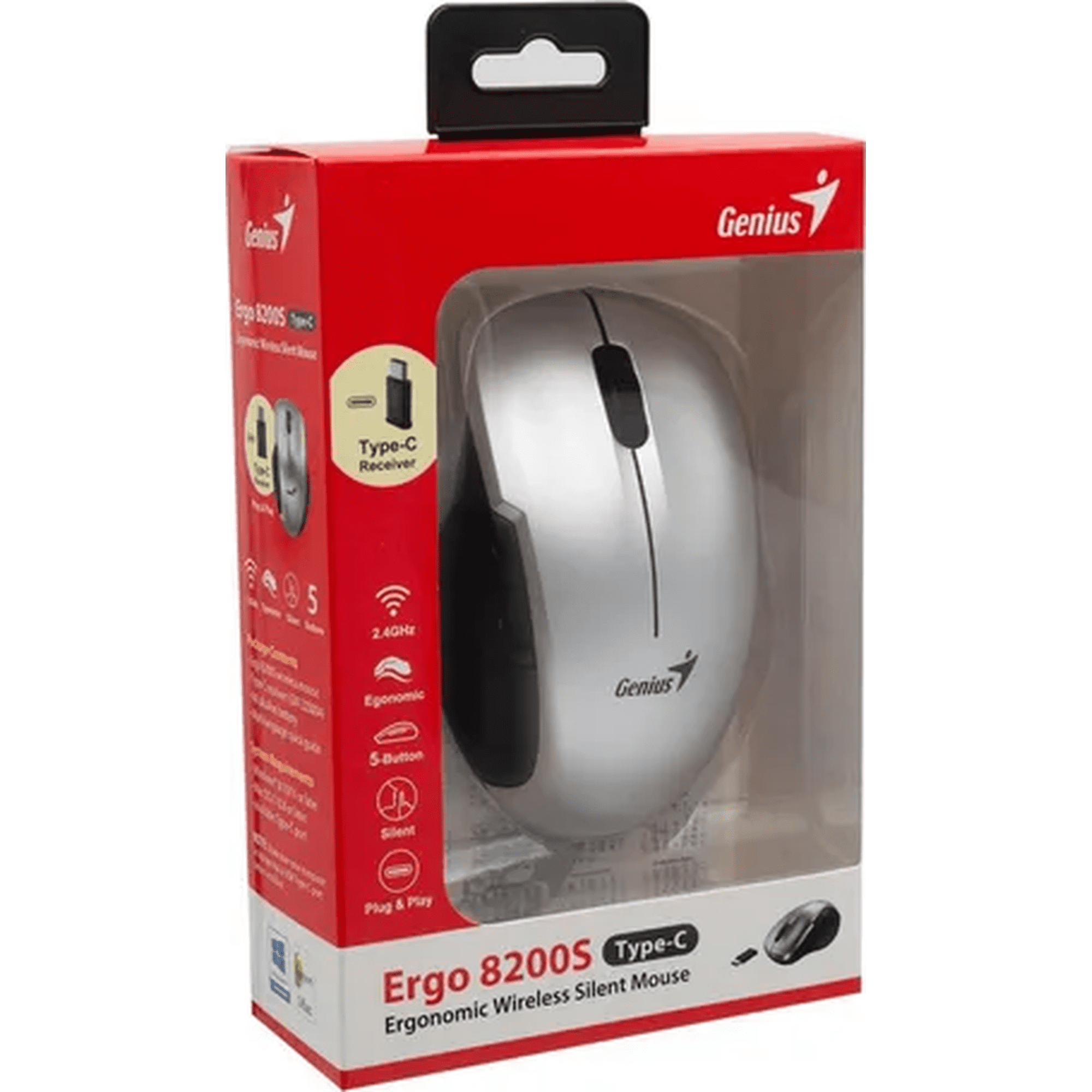 Genérico - Mouse Genius Ergo 8200s Inalámbrico Tipo C Gris