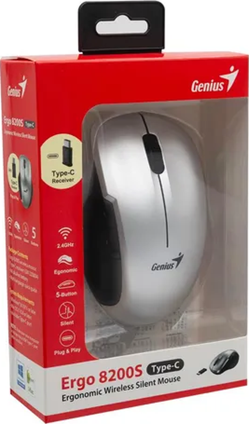 Genérico - Mouse Genius Ergo 8200S Inalámbrico Tipo C Gris