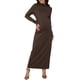 thumbnail image 2 of INSPIRE CHIC Vestido de Maternidad de Manga Larga con Cuello Alto y Fruncido Lateral de Punto Ajustado 2026 Vestidos de Embarazo para Otoño Invierno S Marrón, 2 of 6