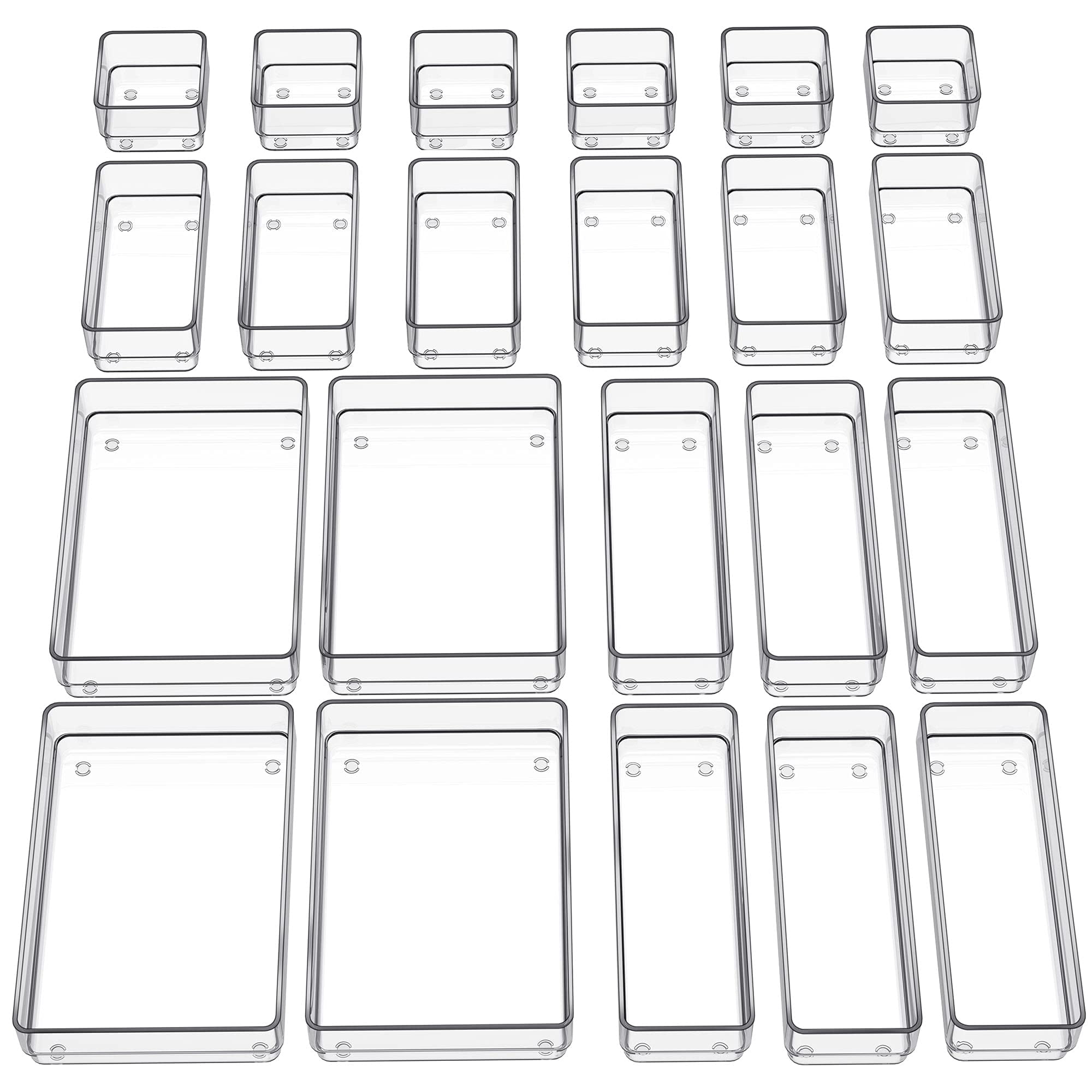Organizador De Cajones Smartake, 22 Piezas, Transparente, Con Almohadillas Antideslizantes