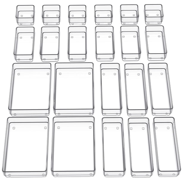 Organizador de cajones SMARTAKE, 22 piezas, transparente, con almohadillas antideslizantes