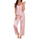 thumbnail image 1 of INSPIRE CHIC Conjunto de Pijama de Satén para Mujer Camisola sin Mangas de Encaje y Pantalones 2 Piezas Ropa de Casa con Tirantes Ajustables XL Rosa, 1 of 6
