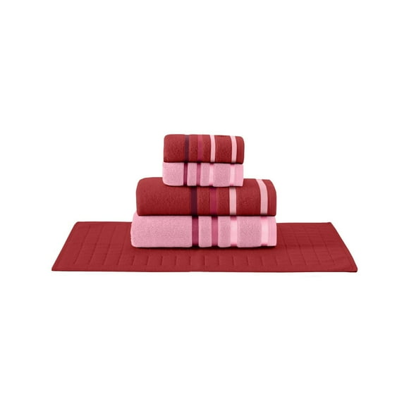 Juego de Toallas 5 Piezas LUMIERE Rosas - 520 g/m² - 100% Alg