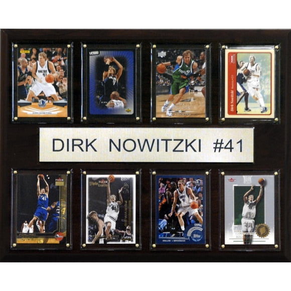 Placa NBA Dirk Nowitzki Dallas Mavericks con 8 cartas coleccionables