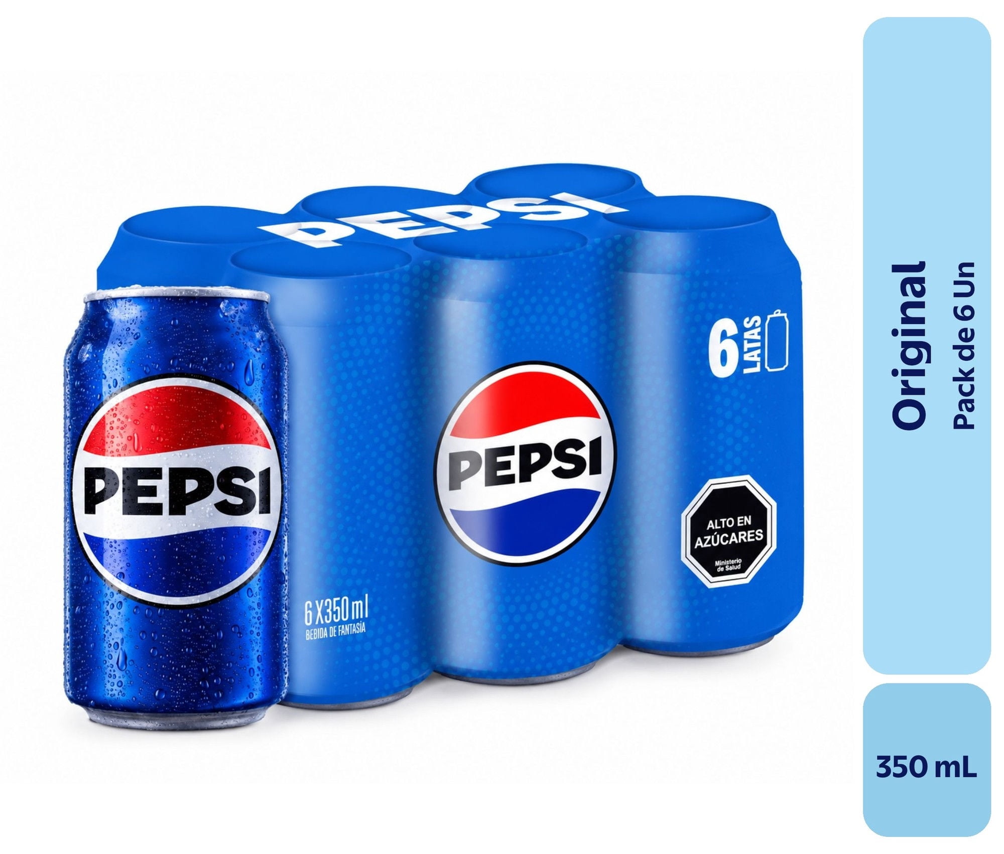 Bebida Sabor Cola Original Pack 6 Lata 6 Un Pepsi