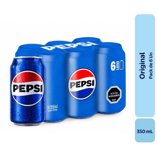 Bebida Sabor Cola Original Pack 6 Lata 6 Un Pepsi