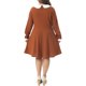 thumbnail image 3 of Agnes Orinda Disfraces de Halloween Vestido de Mujer Talla Grande Cuello Peter Pan Manga Larga Otoño Invierno Vestido Midi Línea A 2X Caramelo, 3 of 5