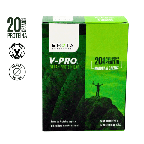Brota Superfoods - Caja 5 Barritas V-Pro Matcha & Greens 325G