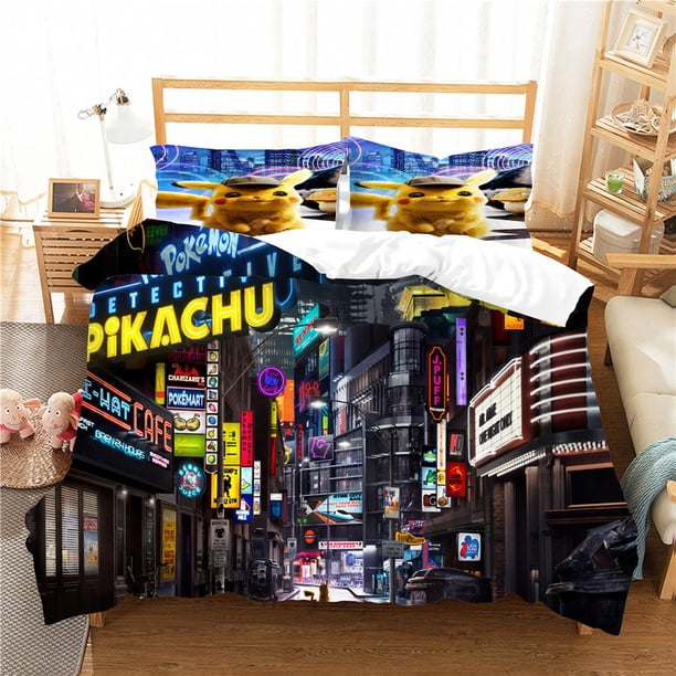 Pokémon Bed Covers Bedding Set Cover Modern Printed 3-Piece Set 1 Bed Cover Queen Comforter Sets Bed Sheets