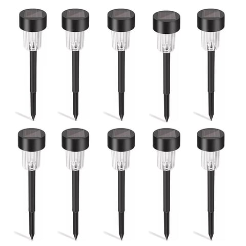 Importclick - Pack 10 Estacas Focos Led Solar Jardín Exterior Negro