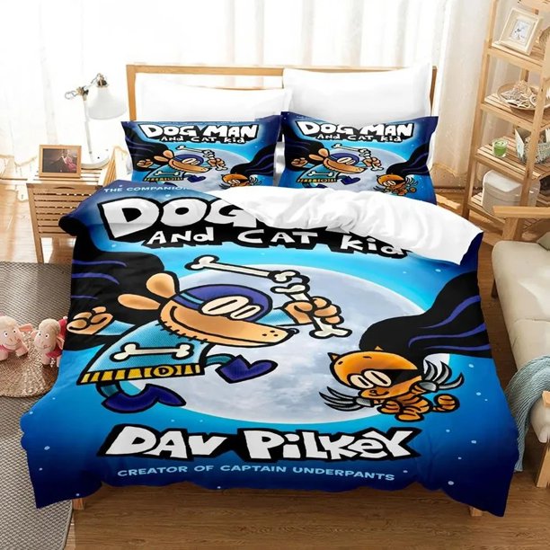 Dog Man Bedding Set Boys Girls Duvet Cover Pillowcase Bed Kids Adult Fashion Home Textileextile