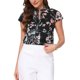 thumbnail image 1 of INSPIRE CHIC Blusas de Trabajo de Satén para Mujeres Florales Vintage con Manga Corta Casual de Negocios S Gris Negro, 1 of 5