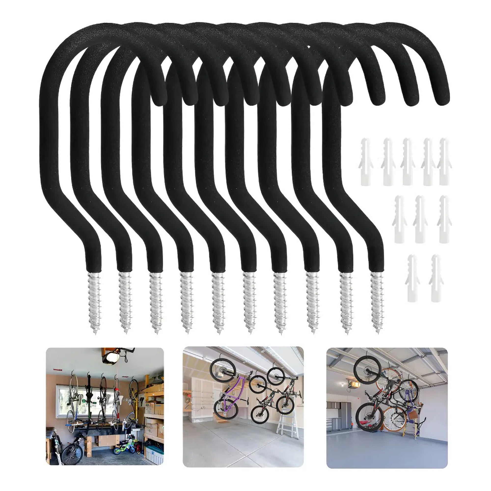 Genérica - 10pcs Negro Ganchos Para Colgar Bicicletas 15x7cm Metal