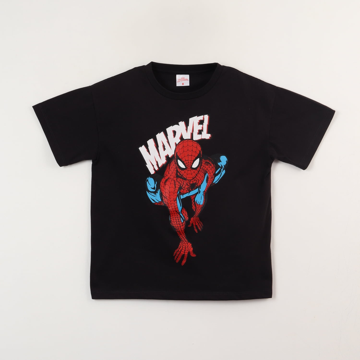 Polera Manga Corta Niño Negro Mesa Spiderman Marvel