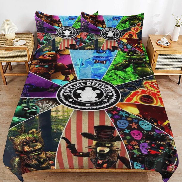 x570 Five Nights at Freddy's FNAF Bed Duvet Cover Microfiber Bedding Sets 3D Printed Lightweight 3 Piece Comforter Sets, 1 Duvet Cover And 2 Pillow Shams for Kids Boys Girls 90"x90" jn5