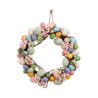 Magideal - Guirnalda De Huevos De Pascua De Colores, Guirnalda Artificial Hecha A Mano, Colgante De Pared De Conejo Para Fiesta, Hogar, Exterior, Decoración Inte 35Cm