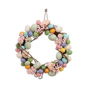 Magideal - Guirnalda De Huevos De Pascua De Colores, Guirnalda Artificial Hecha A Mano, Colgante De Pared De Conejo Para Fiesta, Hogar, Exterior, Decoración Inte 35Cm