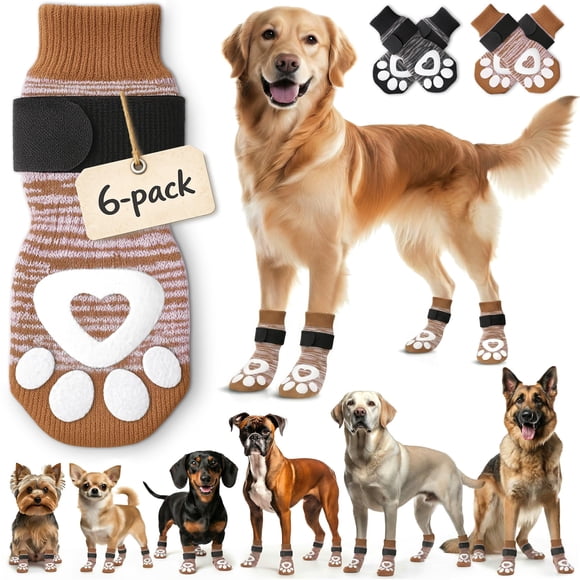 Calcetines para perros Bixie XL (paquete de 6) - Protector antideslizante para patas