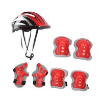 Magideal - Casco De Bicicleta Para Niños, Juego De Rodilleras, Coderas, Casco Deportivo Cómodo, Casco De Bicicleta Para Monopatín, Patinaje Sobre Ruedas, Deporte Rojo