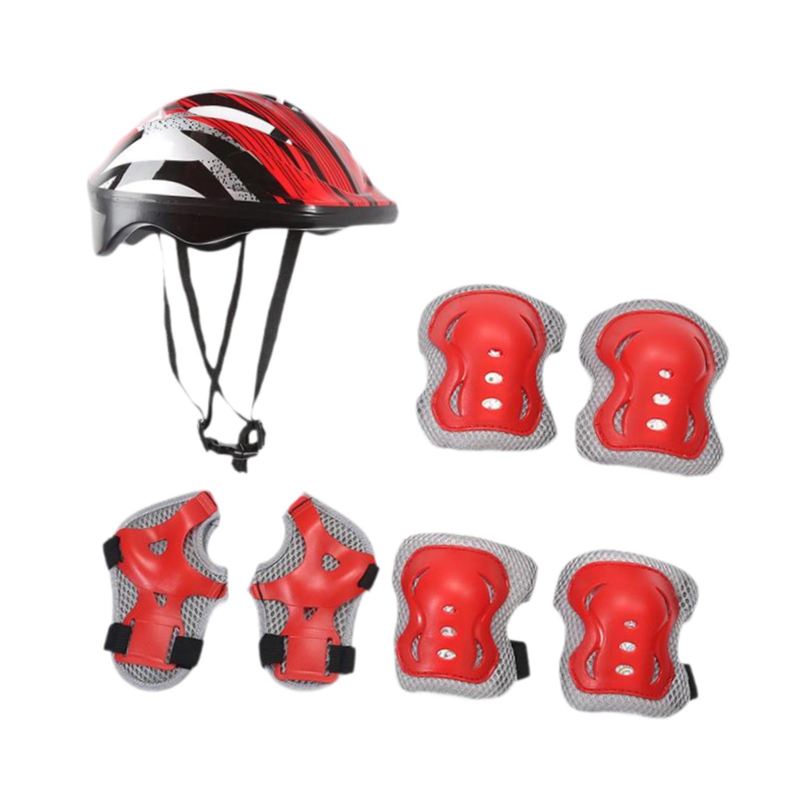 Magideal - Casco De Bicicleta Para Niños, Juego De Rodilleras, Coderas, Casco Deportivo Cómodo, Casco De Bicicleta Para Monopatín, Patinaje Sobre Ruedas, Deporte Rojo