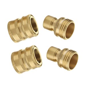 Ioensy - 4 Conectores Rápidos De Latón Para Manguera De Jardín De 3/4 De Pulgada.