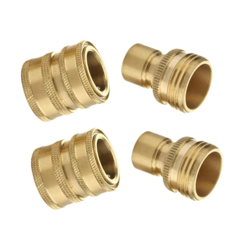 Ioensy - 4 Conectores Rápidos De Latón Para Manguera De Jardín De 3/4 De Pulgada.