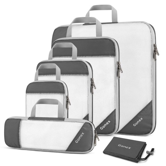 Cubos de embalaje de compresión Gonex L+M+S+XS+Slim+bolsa de lavandería gris