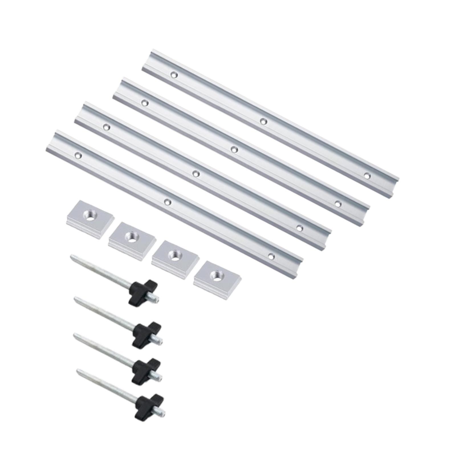 Magideal - Kit De Guía Deslizante Para Riel En T Para Plantillas Y Accesorios De Carpintería, Guía De Inglete Con Ranura En T Portátil Universal De Alta Resisten Plateado