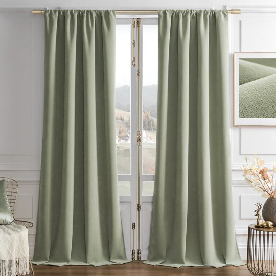 Cortinas Térmicas Joydeco De Terciopelo Verde Salvia 132 X 213 Cm