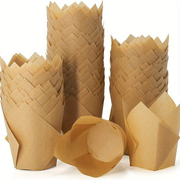 100pcs, Tulip Cupcake Liners, Disposable Muffin Cups, Cupcake Wrappers, Paper Cupcake Cups, Muffin Molds, Baking Tools, Kitchen Gadgets, Kitchen Accessories, Home Kitchen Items