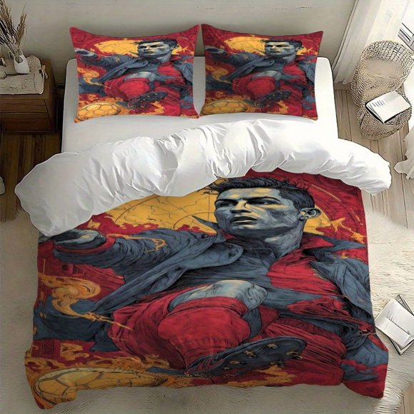 3pcs C-R Seven Portugal Team Euro Nations League Championship Printed Bedding Set Includes a Duvet Cover And Two Pillowcases