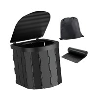 Ioensy - Inodoro Portátil Con Tapa, Inodoro Plegable Para Viajes Largos, Camping, Playa, Negro