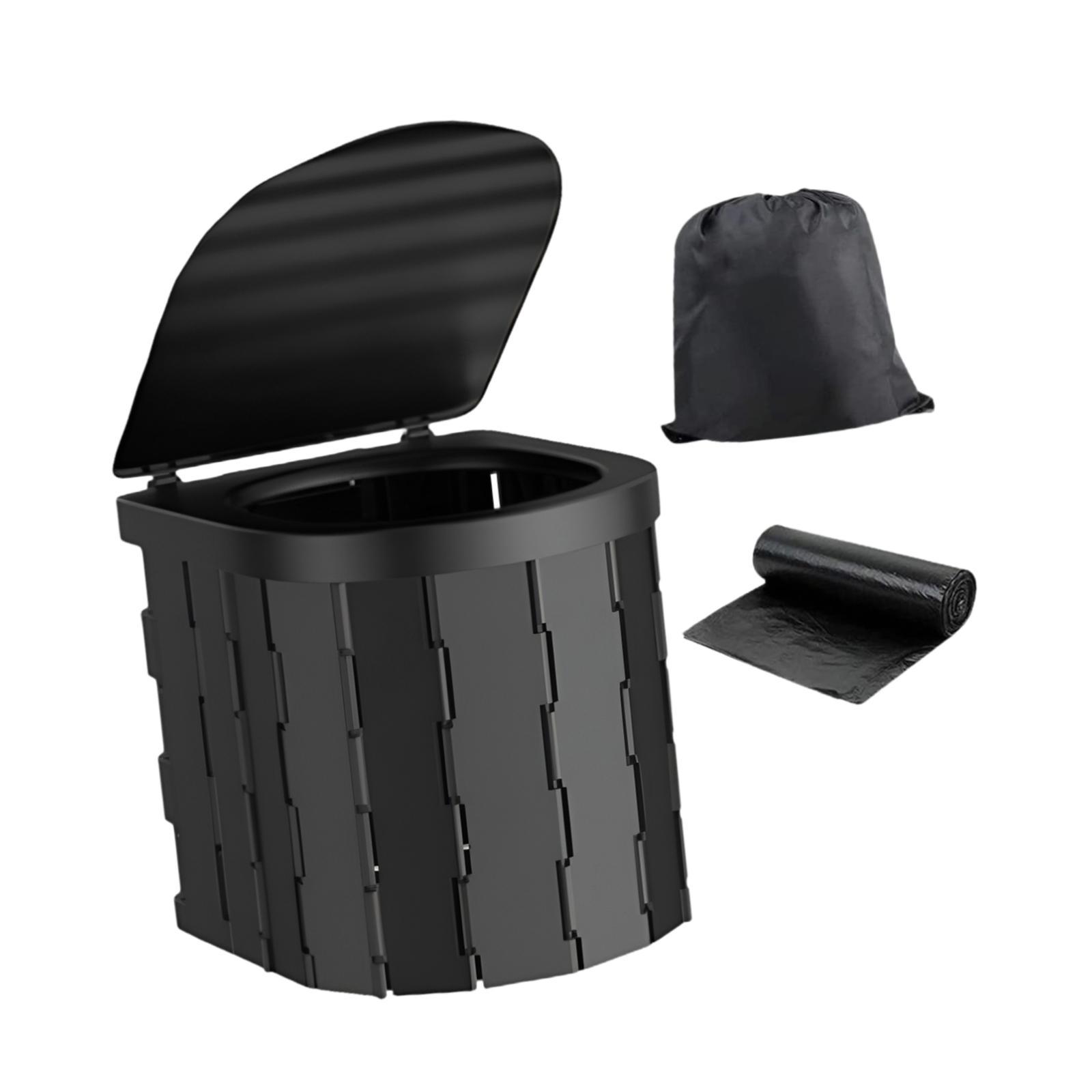 Ioensy - Inodoro Portátil Con Tapa, Inodoro Plegable Para Viajes Largos, Camping, Playa, Negro