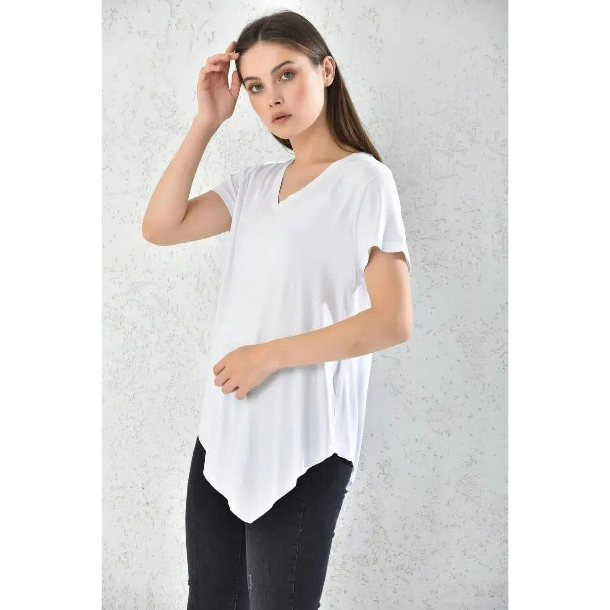 Home Fashion - Polera Mujer Morado Manga Corta Corte Asimétrico Talla L