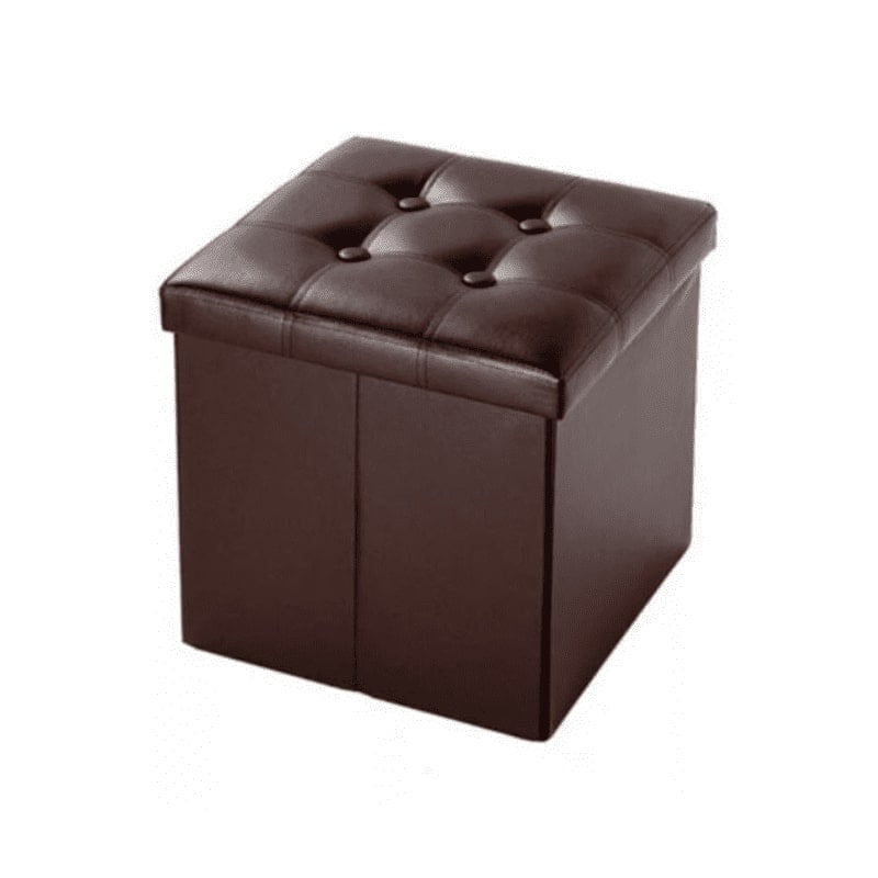 Genérico - Puff Baul Silla Ecocuero Plegable Organizador 38cm X 38cm Cafe