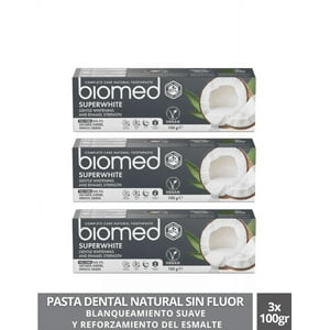 Pack 3 Pasta Dental Blanqueadora Biomed Superwhite Sin Fluor