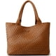 thumbnail image 1 of Bolso tejido Queenoris Bolso de hombro con asa en la parte superior de piel vegana, 1 of 3
