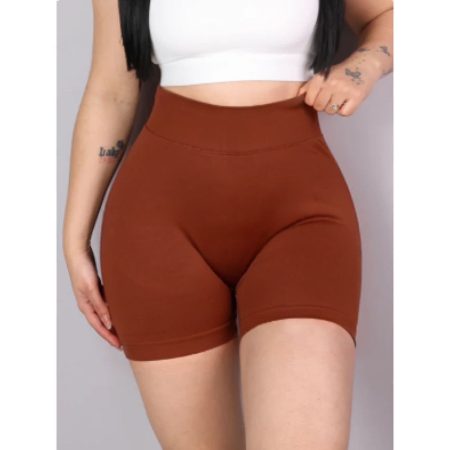 Likeshop - Calza Corta Deportivo Mujer Push Up Frunce Tiro Alto Gym 9006