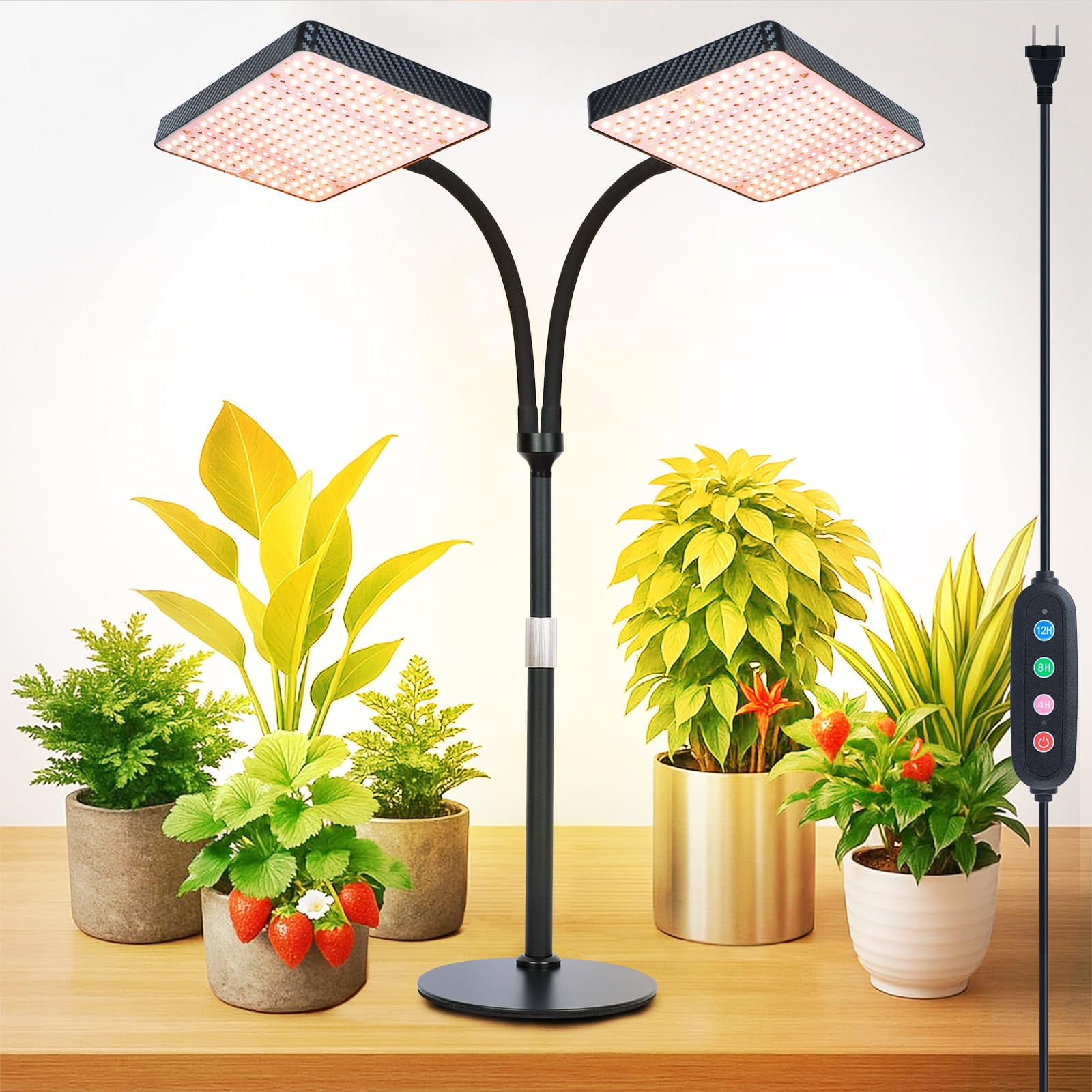 Luces De Cultivo De Mesa Fecida 2026 De 2 Cabezales, 50 W, Para Sembrar Semillas
